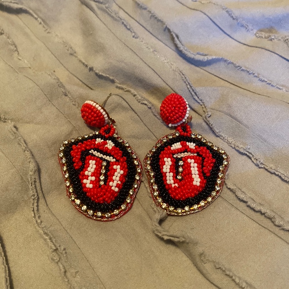 Beaded Lips Earrings with bling. Paid $25 asking $15